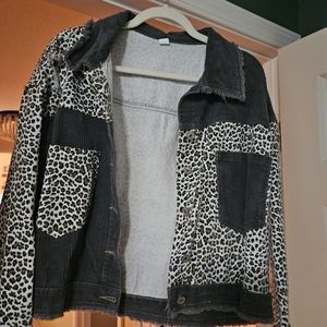 Brand New Corduroy and Jean Leopard Jacket made by Jeans size Medium